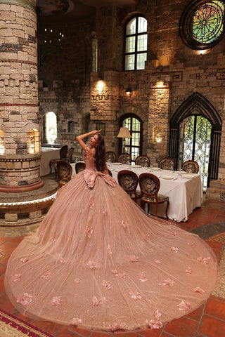 Ballkleid mit 3D-Blumenmuster und kalten Schultern von Amarra 54244