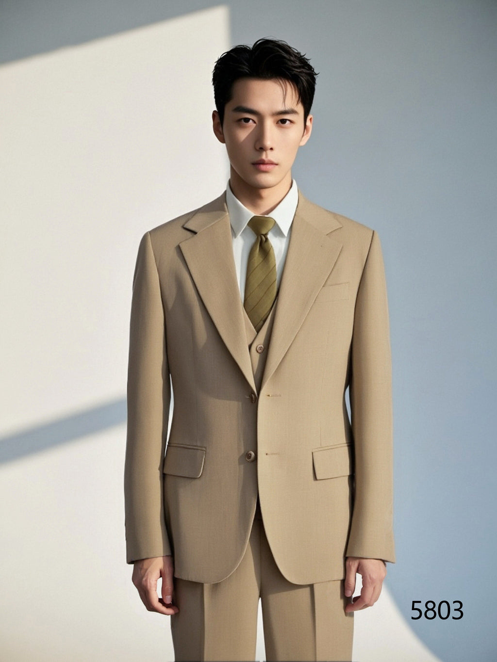 Beige Linen Blend 3-Piece Wedding Suit | Tailored Groom & Groomsmen Attire