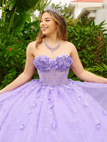 Quinceanera-Kleid mit Blumenmuster und Herzausschnitt von LizLuo Fiesta 56512