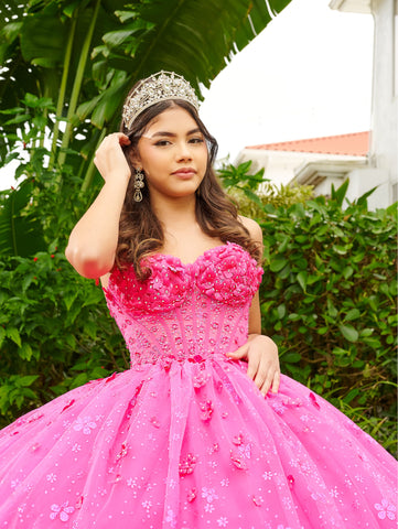 Quinceanera-Kleid mit Blumenmuster und Herzausschnitt von LizLuo Fiesta 56512