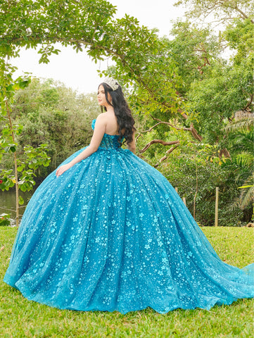 Quinceanera-Kleid mit Blumenmuster und Herzausschnitt von LizLuo Fiesta 56512