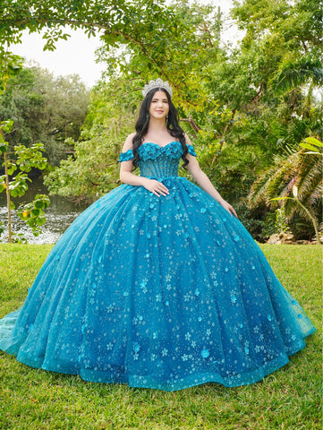Quinceanera-Kleid mit Blumenmuster und Herzausschnitt von LizLuo Fiesta 56512