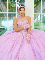 Trägerloses Quinceanera-Kleid mit 3D-Blumenmuster von LizLuo Fiesta 56514