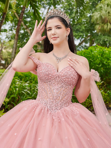 Vestido de quinceanera com mangas compridas da marca LizLuo Fiesta 56518