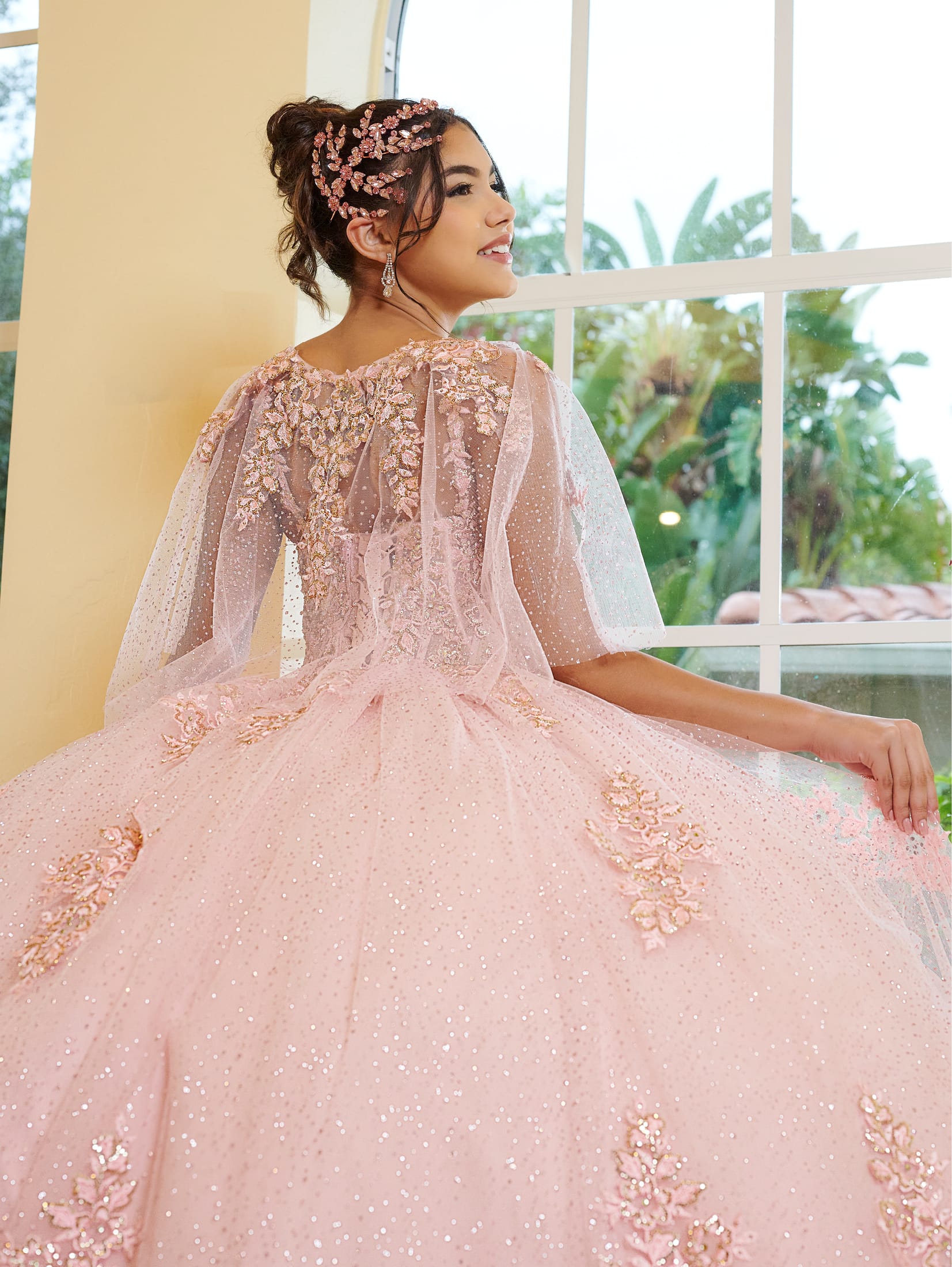 Capelet V-Neck Quinceanera Dress by LizLuo Fiesta 56519