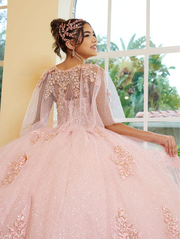 Vestido de quinceanera com decote em V e capelete da marca LizLuo Fiesta 56519
