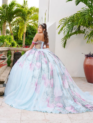 Quinceanera-Kleid mit Blumendruck von LizLuo Fiesta 56520