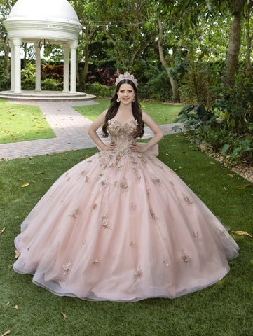 Trägerloses Ballkleid mit 3D-Blumenmuster von LizLuo Fiesta 56525