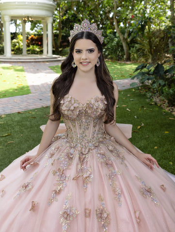 Trägerloses Ballkleid mit 3D-Blumenmuster von LizLuo Fiesta 56525