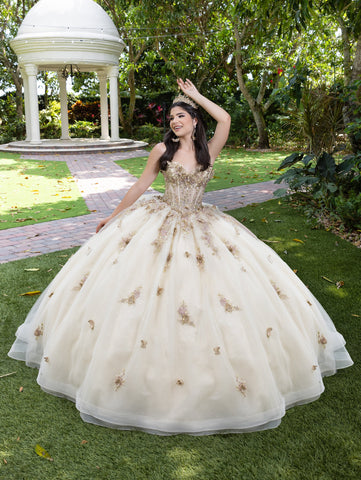 Trägerloses Ballkleid mit 3D-Blumenmuster von LizLuo Fiesta 56525