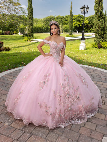 Schulterfreies Ballkleid mit 3D-Blumenmuster von LizLuo Fiesta 56526