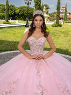 Vestido de baile com estampado floral 3D e ombros à mostra da LizLuo Fiesta 56526