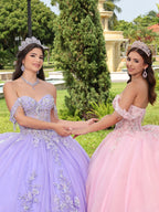 Vestido de baile com estampado floral 3D e ombros à mostra da LizLuo Fiesta 56526