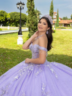 Vestido de baile com estampado floral 3D e ombros à mostra da LizLuo Fiesta 56526