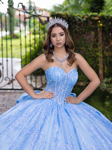 Vestido de baile sem alças com glitter da marca LizLuo Fiesta 56527