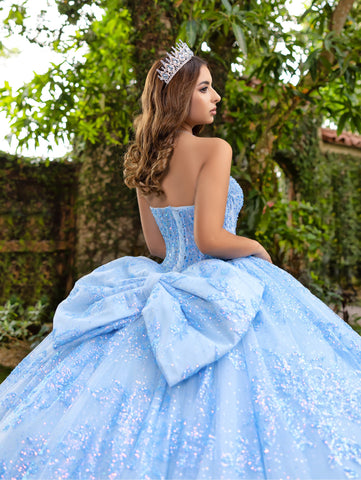 Vestido de baile sem alças com glitter da marca LizLuo Fiesta 56527
