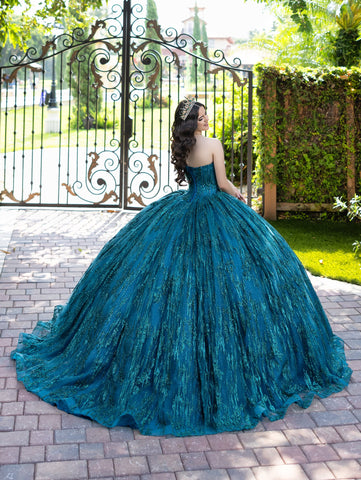Vestido de baile sem alças com glitter da marca LizLuo Fiesta 56528