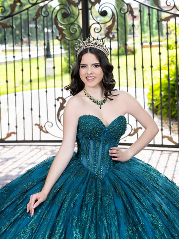 Vestido de baile sem alças com glitter da marca LizLuo Fiesta 56528
