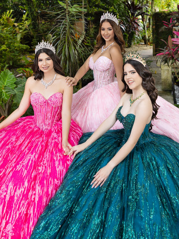 Vestido de baile sem alças com glitter da marca LizLuo Fiesta 56528