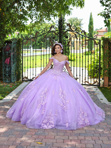 Schulterfreies Ballkleid mit 3D-Blumenmuster von LizLuo Fiesta 56529