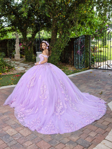 Schulterfreies Ballkleid mit 3D-Blumenmuster von LizLuo Fiesta 56529