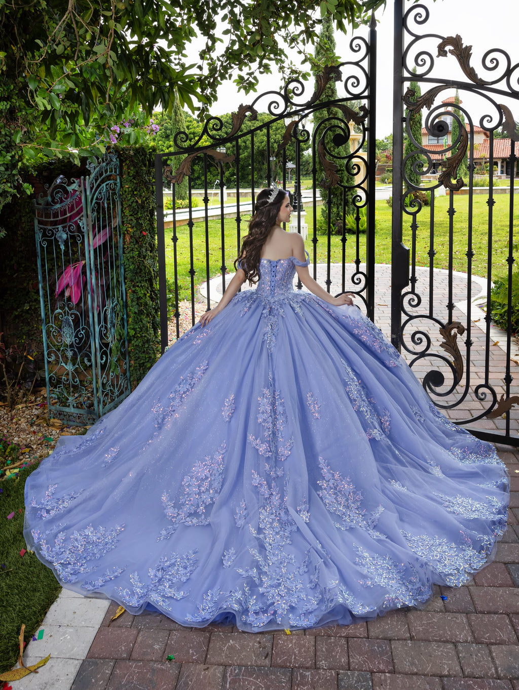 3D Floral Off Shoulder Ball Gown by LizLuo Fiesta 56529