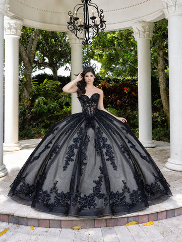 Vestido de baile sem alças em tule e renda da marca LizLuo Fiesta 56530