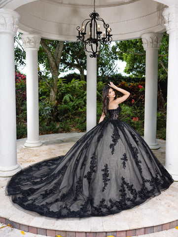 Vestido de baile sem alças em tule e renda da marca LizLuo Fiesta 56530