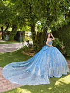 Sleeveless Cape Ball Gown by LizLuo Fiesta 56533