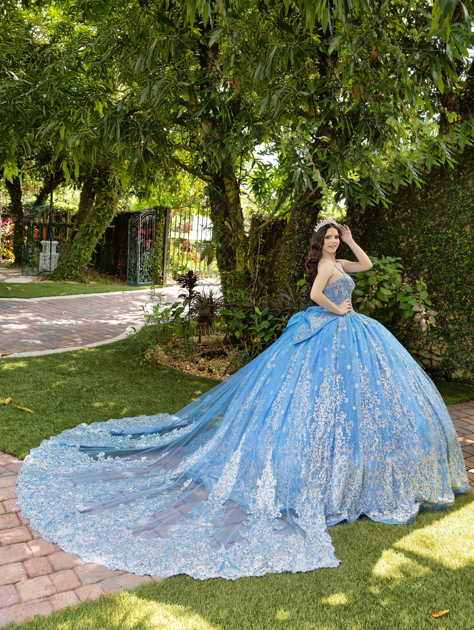 Sleeveless Cape Ball Gown by LizLuo Fiesta 56533