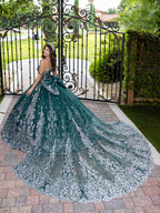 Sleeveless Cape Ball Gown by LizLuo Fiesta 56533