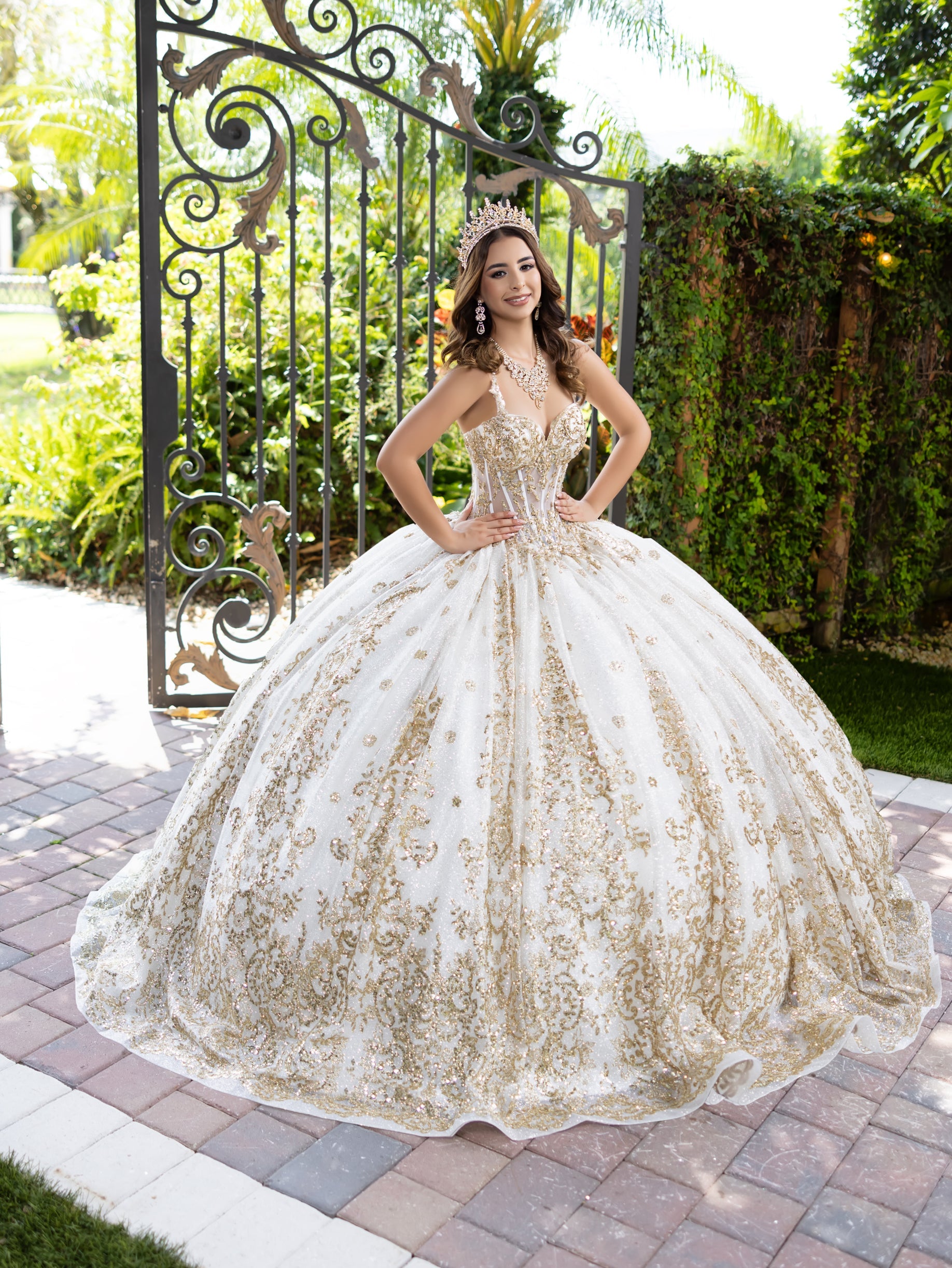 Sleeveless Cape Ball Gown by LizLuo Fiesta 56533