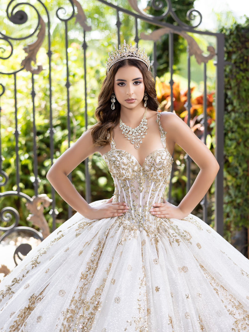 Sleeveless Cape Ball Gown by LizLuo Fiesta 56533