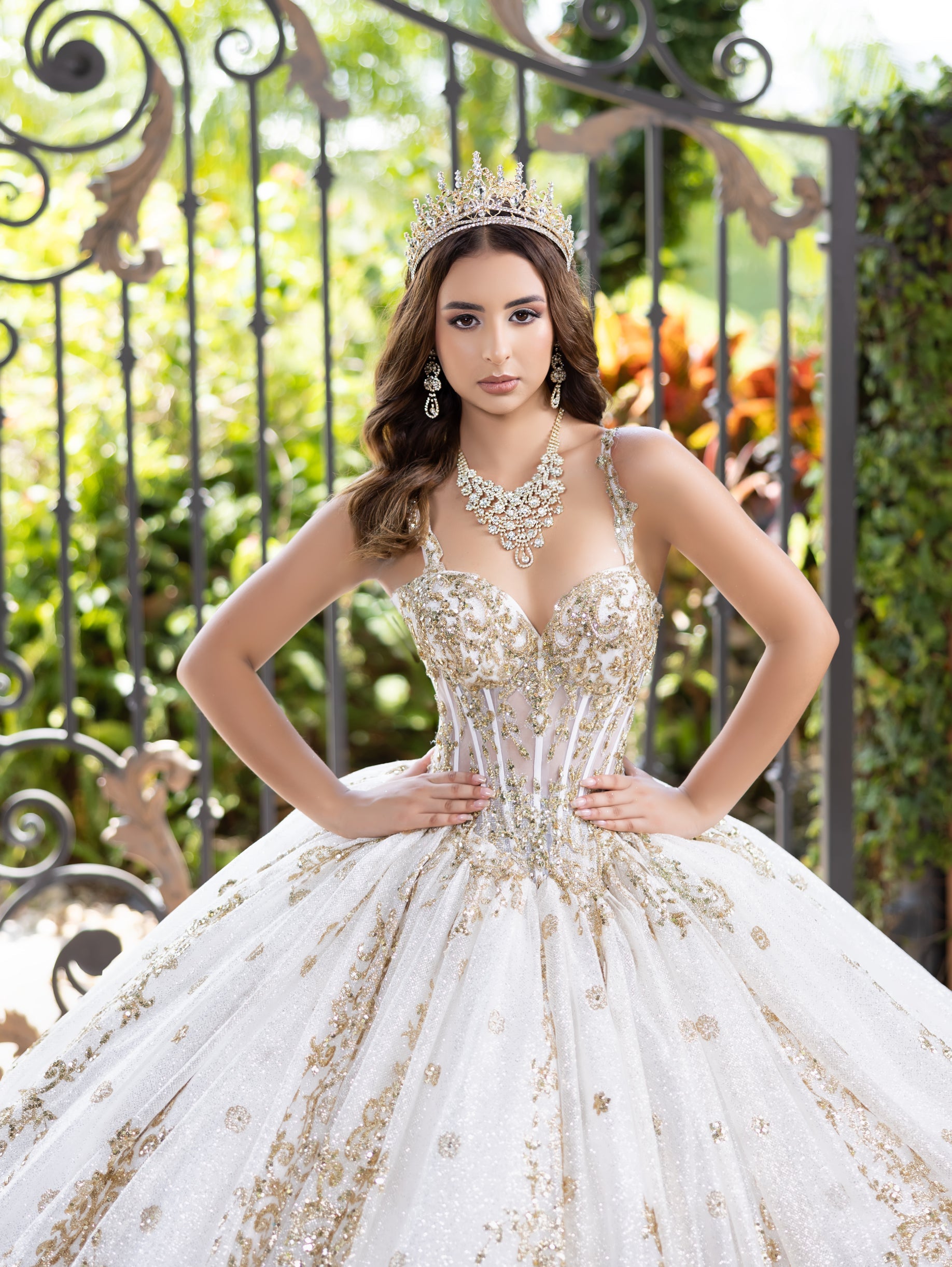 Sleeveless Cape Ball Gown by LizLuo Fiesta 56533