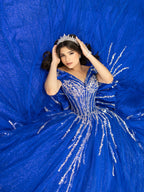 Beaded Off Shoulder Ball Gown by LizLuo Fiesta 56535