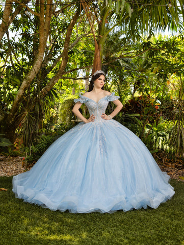 Vestido de baile com contas e ombros à mostra de LizLuo Fiesta 56535