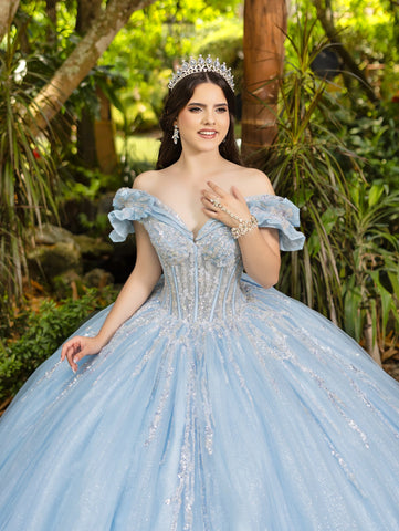 Vestido de baile com contas e ombros à mostra de LizLuo Fiesta 56535