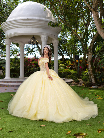 Vestido de baile com contas e ombros à mostra de LizLuo Fiesta 56535