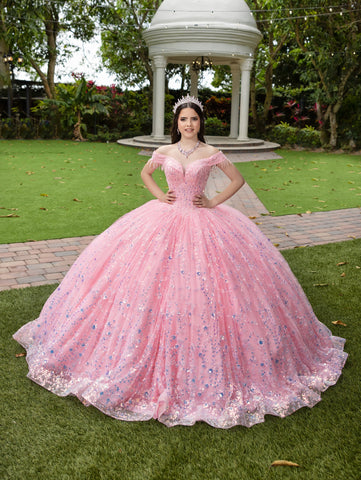 Vestido de baile com franjas e ombros à mostra de LizLuo Fiesta 56536