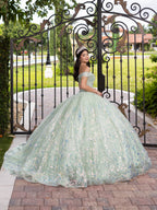 Vestido de baile com franjas e ombros à mostra de LizLuo Fiesta 56536