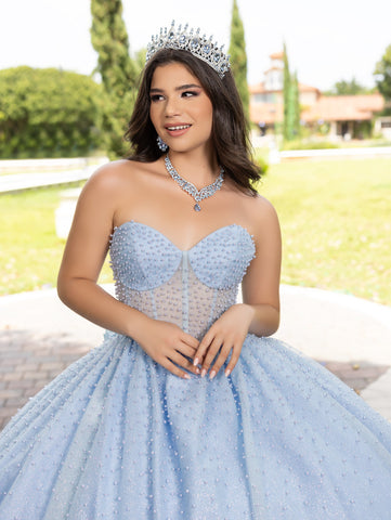 Vestido de baile sem alças com espartilho da marca LizLuo Fiesta 56538