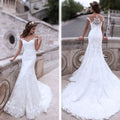 Encantador Vestido de Novia Blanco de Sirena con Hombros Descubiertos y Encaje Sexy, Vestidos de Novia, WD0058