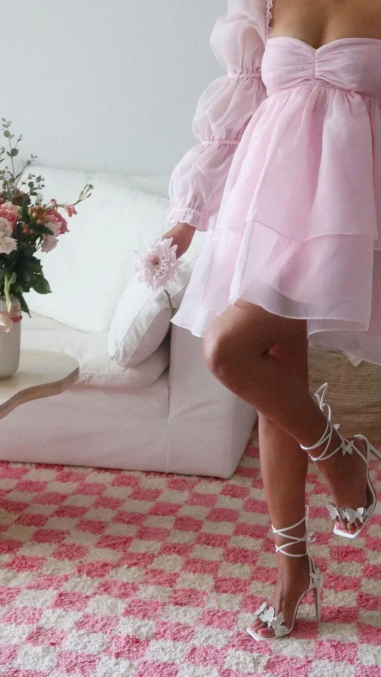 Vestido A-line Rosado Acinturado Vestido Rosado para Baile de Finalistas Y2428