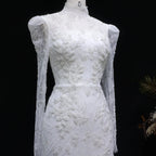 Elegant Printed Crystal Sheer Lace Mermaid Wedding Dress SW539