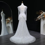 Elegant Printed Crystal Sheer Lace Mermaid Wedding Dress SW539