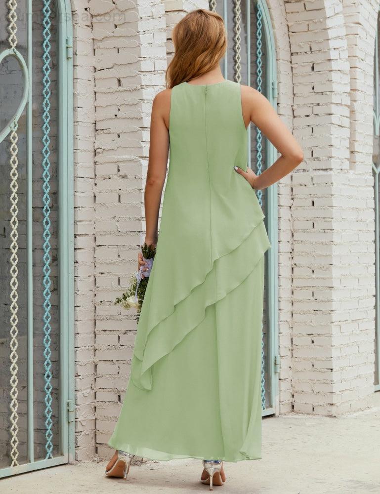 Vestidos longos de chiffon plus size para mãe da noiva, vestido formal de madrinha de casamento, 28019 