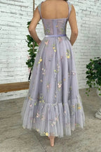 Elegantes ärmelloses A-Linien-Knöchellängen-Tüll-Abschlussballkleid
