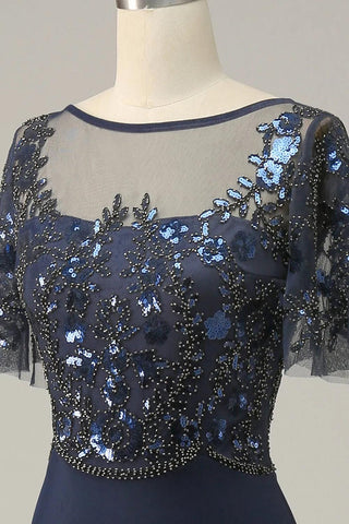 Kleid für die Brautmutter mit Applikationen und Pailletten