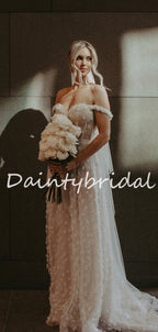 Robe de mariée longue et robe de soirée simple vintage asymétrique sirène en dentelle transparente.DB10710