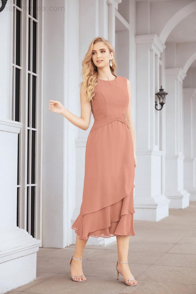 Vestido de festa formal para mãe da noiva, corte A, duas peças, Numbersea 28072 